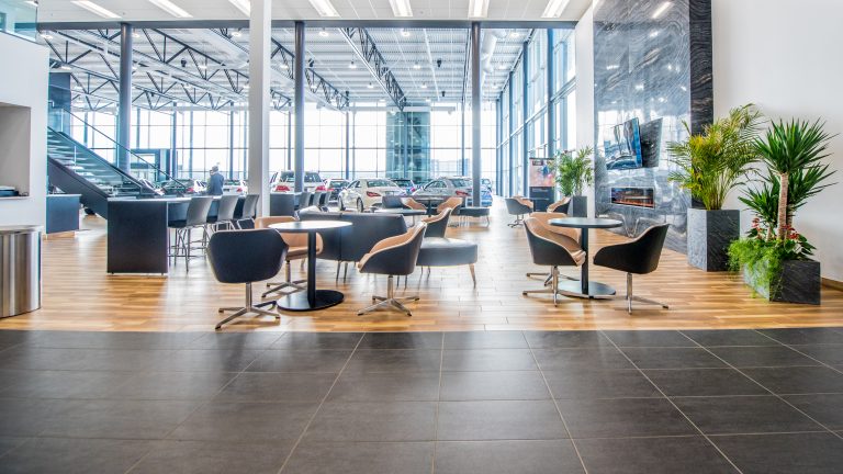 Bistro sitting area at Mercedes-Benz Country Hills.