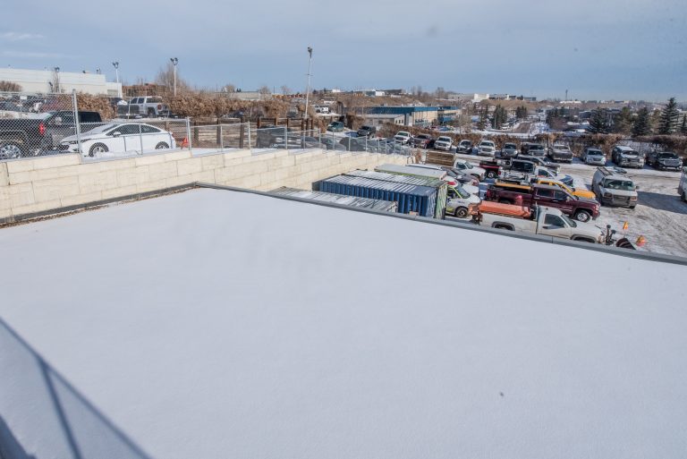 Overhead view of storage lot at Shaw GMC.