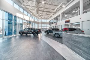 Showroom with vehicles at Cochrane GM.